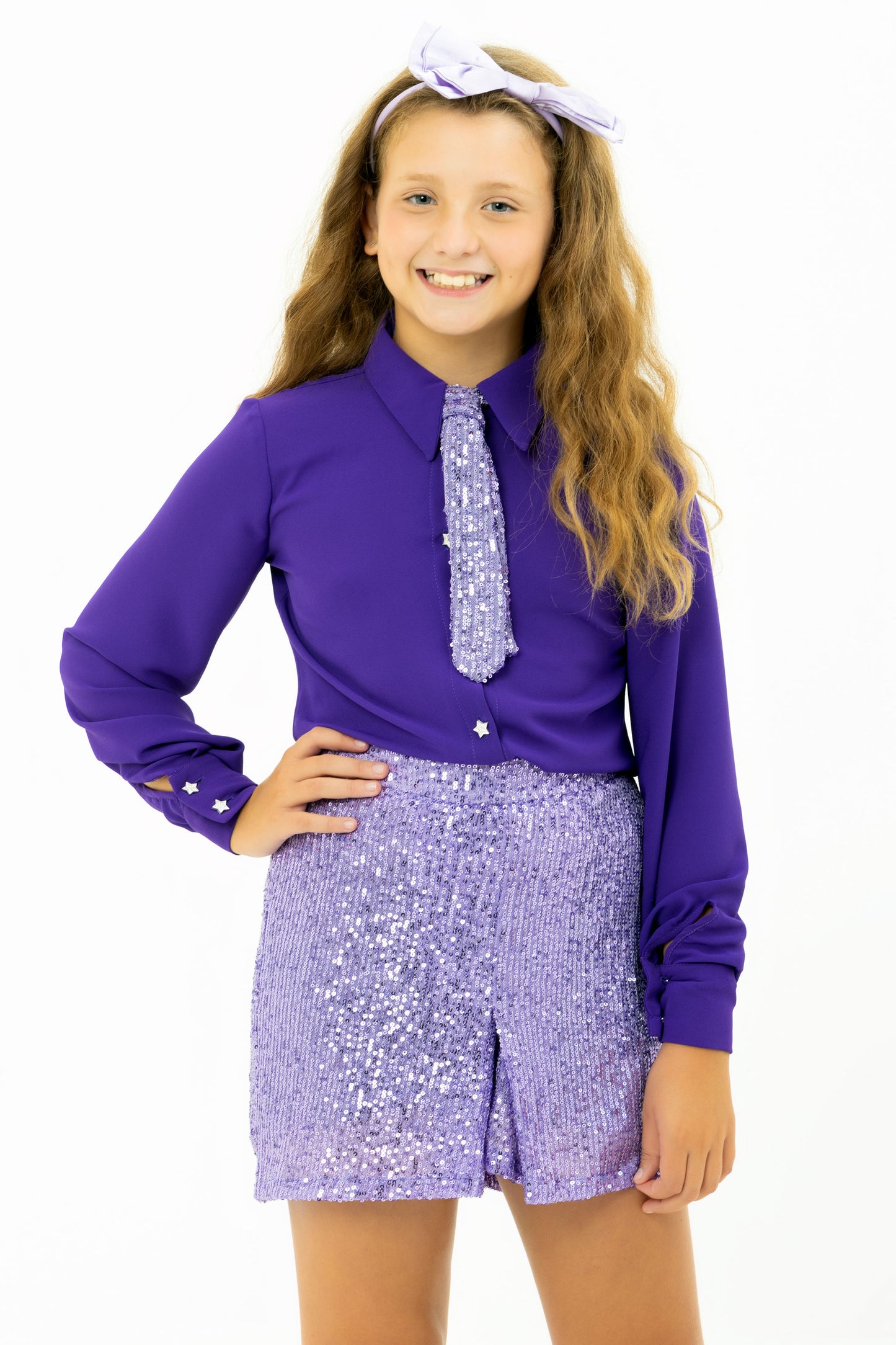 Camicia gioiello viola bambina