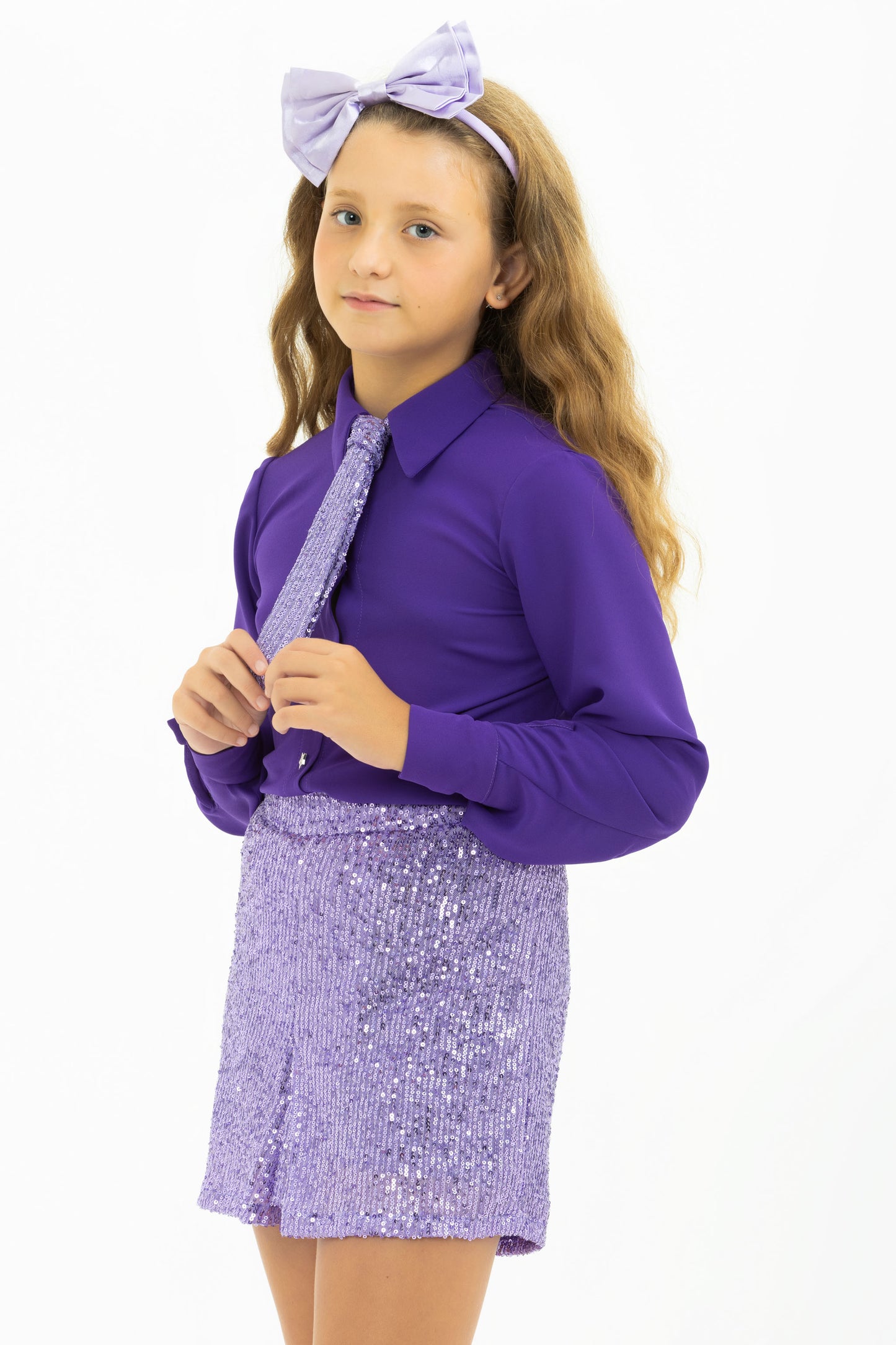 Camicia gioiello viola bambina