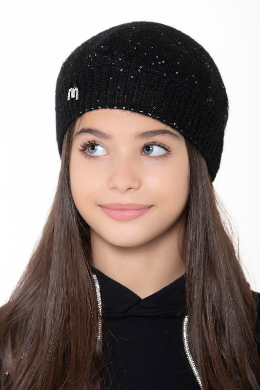 Basco paillettes bambina nero