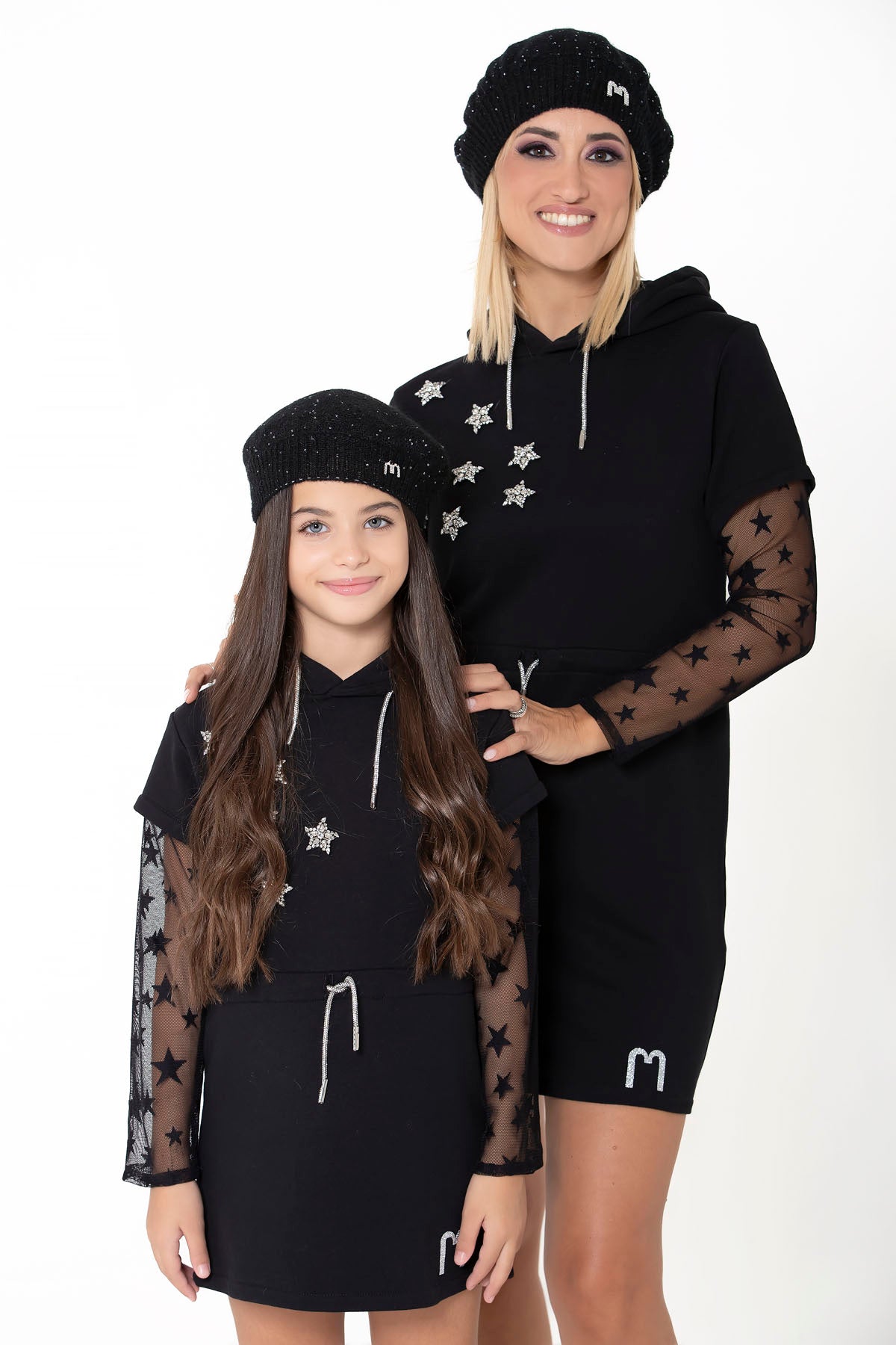 Basco paillettes bambina nero