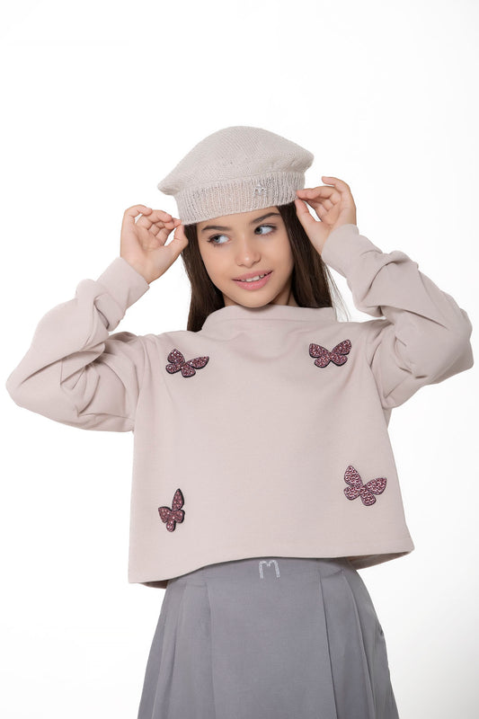 Basco paillettes bambina beige