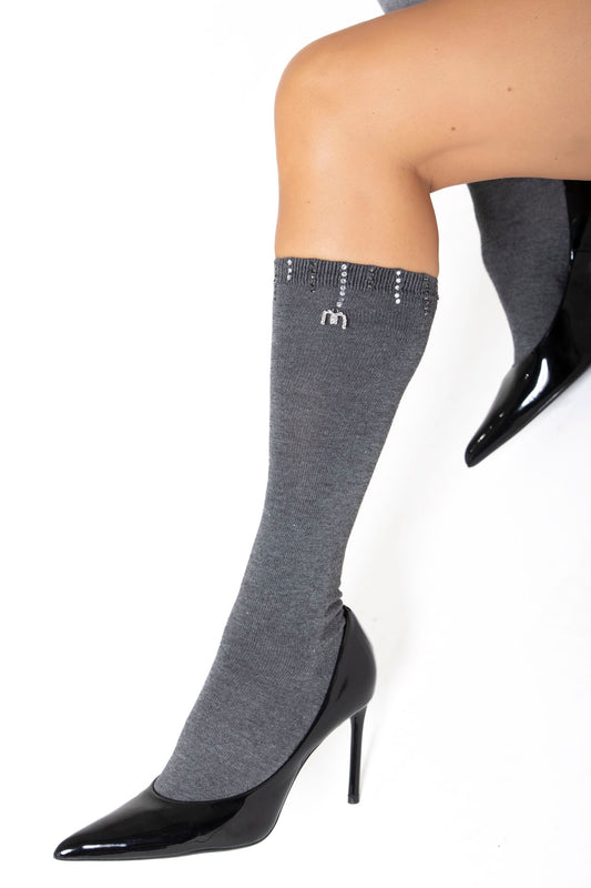 Calzino alto grigio cascata