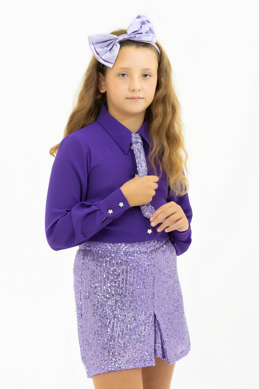 Camicia gioiello viola bambina