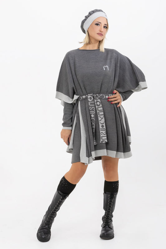 Poncho lungo grigio