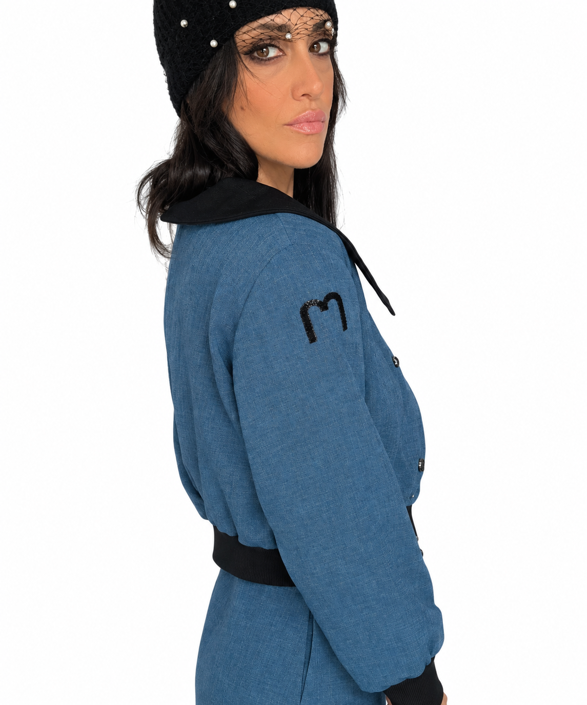 Bomber gioiello effetto jeans