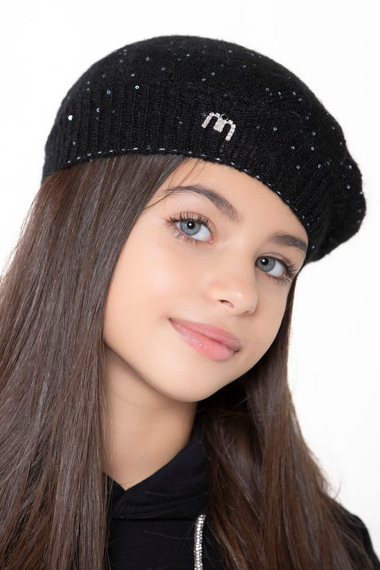 Basco paillettes bambina nero