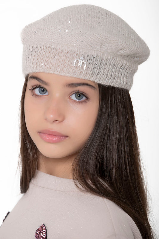 Basco paillettes bambina beige